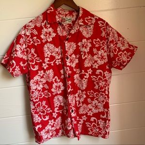 Hawaiian floral button down shirt